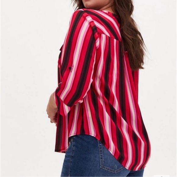 Torrid Harper Georgette 3/4 Sleeve Striped Blouse Size 3X - Picture 10 of 10